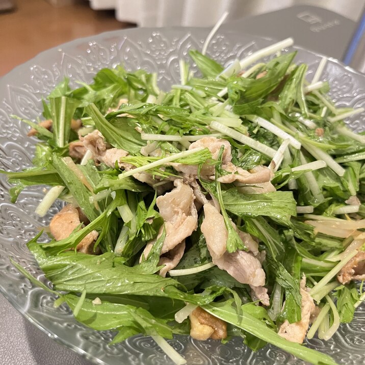 水菜食べきり⭐︎お肉もりもりサラダ